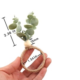 AEKAO 24 Pcs Napkin Rings with Artificial Eucalyptus Leaf Wood Bead Jute Rope for Christmas Farmhouse Wedding Home Dining Table Party Decoration