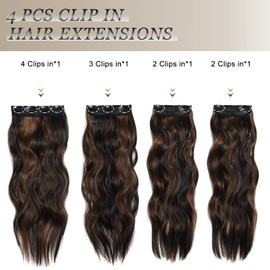 VRBEATTER Long Wavy Clip in Hair Extensions for Women Balayage Blonde Hairpieces 20 Inches Double Weft Thick Hairpieces Synthetic Fiber 4PCS(H2/426)