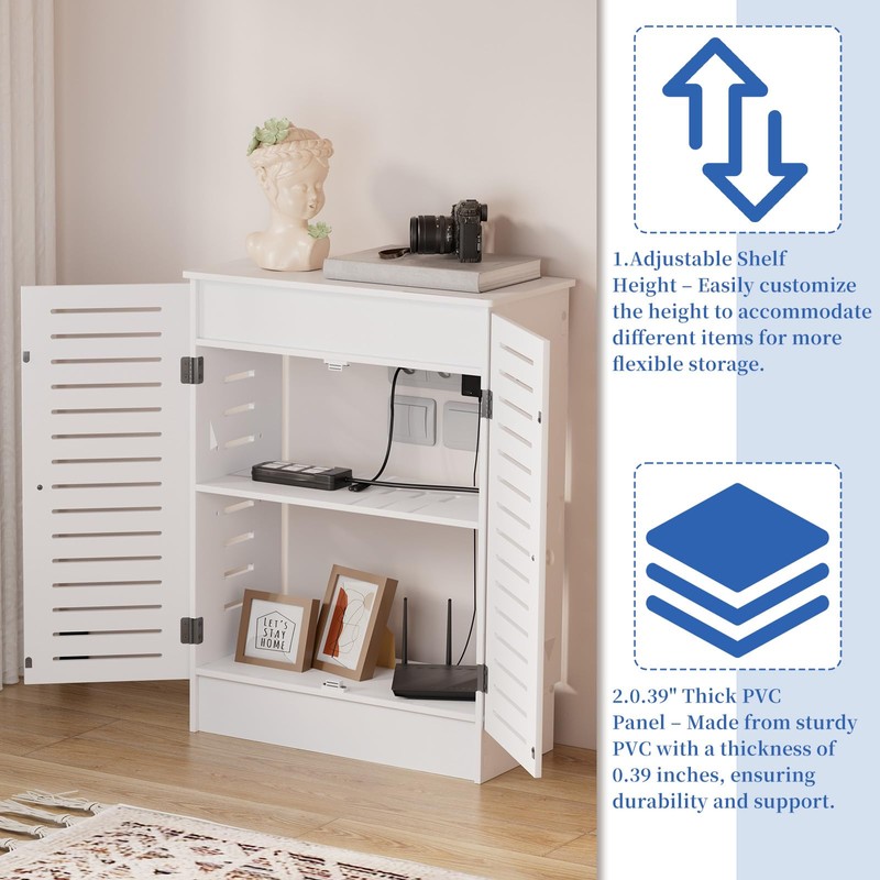 veonly WiFi Router Storage Box - Multimedia Concealment Cabinet with