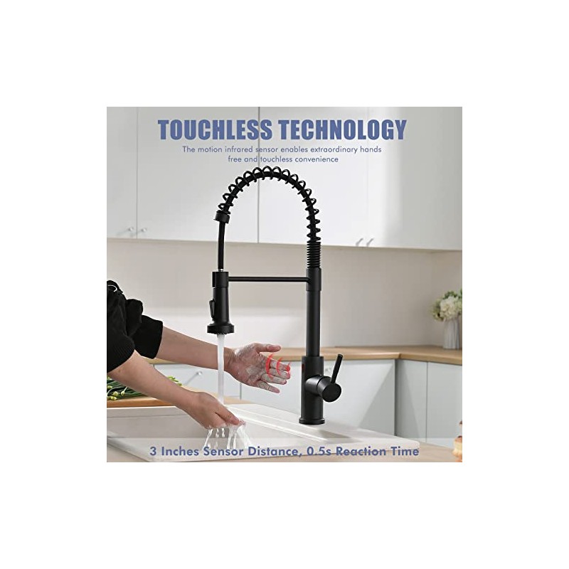 GIMILI Matte Black Touchless Kitchen Faucet Motion Sensor Activated Smart