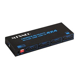 4x4 HDMI 4K Matrix Switch 4 Input 4 Output with Remote Control Supports Ultra HD 4Kx2K60Hz YUV4:4:4, HDR10, Dolby Vision, HDMI 2.0, HDCP 2.2, 3D, 18GBPS