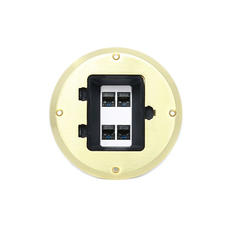 RiteAV - 4 Port Cat5e Ethernet Floor Box - Gold