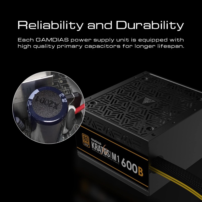 GAMDIAS 600W Bronze PSU, RGB Gaming PC Power Supplies 600W