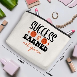 Basketball Gifts Basketball Stuff Cosmetic Bags for Women Makeup Bag, Christmas Birthday Friendship Gifts for Sport Lovers Coach Team Coworker Friends Teacher Travel Toiletry Bag Skin Care Bag