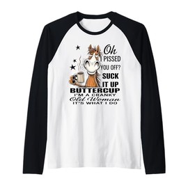 Horse Oh I Pissed You Off Suck It Up Buttercup Raglan Baseball Tee