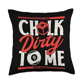 9- Ball Cue Sports Pool Taböe Apparel JM0 Billards Pool Players Snooker Cue Chalk Dirty to Me Throw Pillow, 18x18, Multicolor