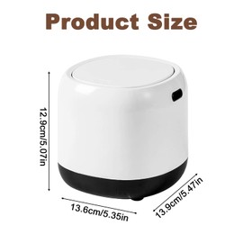 Kongming Table Bin with Lid, Mini Plastic Rubbish Bin, Small Table Rubbish Bin, White Table Waste Bin, 1.9 L Waste Paper Basket for Desk, Bathroom, Changing