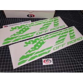 Z71 Off Road Decals (2pk) American Flag Truck Bedside Fender Stickers for Chevy Silverado Colorado 4x4 (Monster Lime Green)