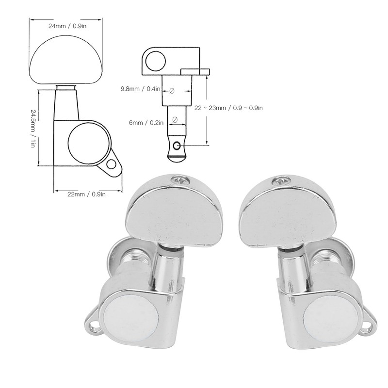 6Pcs Guitar String Tuning Peg Metal 3 Left 3 Right