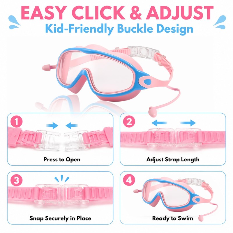 Cosblisvia 3 Pack kids swimming goggles, Wide goggles kids 6-14