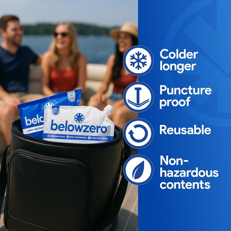 Below Zero Prefilled Reusable Ice Packs for Coolers | Long