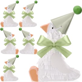 Poen 6 Sets One Silly Goose Pinatas 5" x 6" Bow Silly Goose 1st Birthday Decorations Baby Shower Photo Props First Birthday Party Supplies Centerpieces (Sage Green)