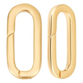 Beebeecraft 1 Box 10Pcs Spring Gate Rings 18K Gold Plated Oval Spring Clasp Connector Extender for Necklace Keychain Bags Jewelry Making