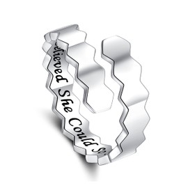 ZOEXUE She Believed She Could So She Did Ring 925 Sterling Silver Sister Rings Adjustable Rings for Teen Girls Inspirational Jewelry Gifts for Women Men Mom