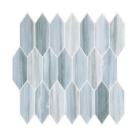 Tilingview 10PCS Peel and Stick Backsplash for Kitchen, Self-Adhesive Vinyl Gel Tile, Wall Tile for Home Decoration (Blue Gray Long Hexagon)