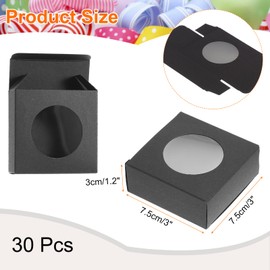 sourcing map 30Pcs Kraft Soap Boxes for Homemade Soap, 3" x 3" x 1.2" Mini Kraft Treat Boxes with Clear Window Candy Cookie Gift Boxes for Party Favor Treats Packaging (Black)