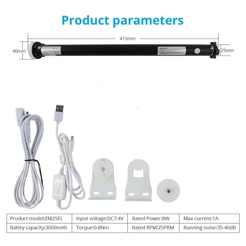 Blindsmart Rechargeable Tuya Zigbee Roller Blinds Motor for 38mm Tube,