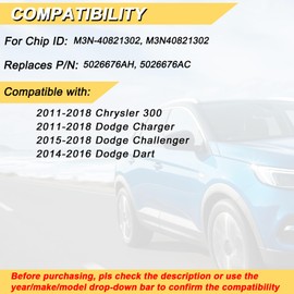 Vurkcy Key Fob Replacement for 2011-2018 Dodge Charger & Chrysler 300/ 15-18 Challenger/ 14-16 Dart Car Keyless Entry Remote Control, M3N-40821302 M3N40821302, 5 Btn, 2Pcs