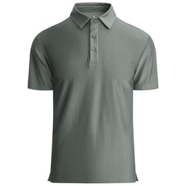 WARHORSEE Golf Polo Shirts for Men Short Sleeve Wrinkle Free 4 Way Stretch Moisture Wicking Performance Collared Tshirts,Green,L