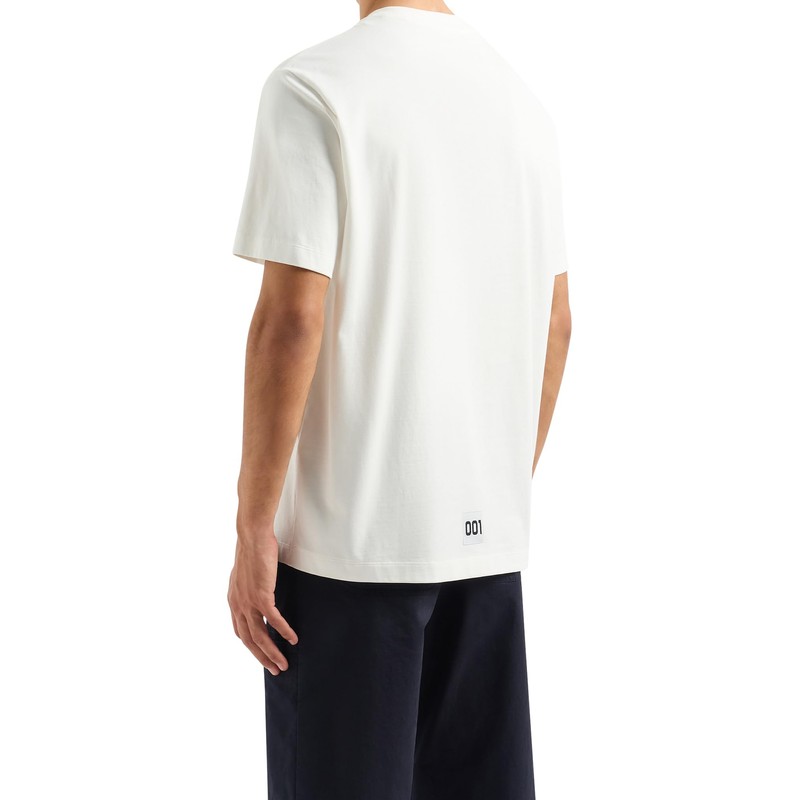 Armani Exchange Men's Big Embroidered Logo, Regular Fit, Off White,