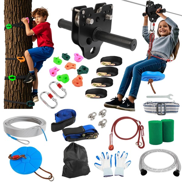 GCCSJ 160FT Zip Line Kit for Kids and Adults, Up