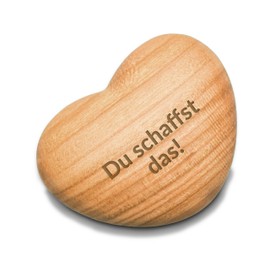 Worry Stone with Engraving - Wooden Heart with Engraving - "Du schaffst das " Mutmacher - Gift for Children, Men and Women who are often nervous - euch Wird gehelfen