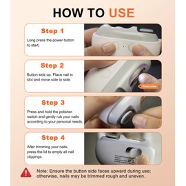 BLESSOURCE Electric Nail Clipper, 3-in-1 Electric Nail Clipper for Babies and Seniors, with LED Light, Electric Polishing Function, Two Speed Settings, and Nail Clipping Storage Function.