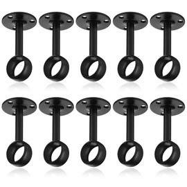 10 Pack Ceiling Mount Curtain Rod,Closet Rod Holders Wall Mounted,Thickened Ceiling Curtain Rod,Curved Shower Curtain Rod for Bathroom,Stainless Steel Black Finish