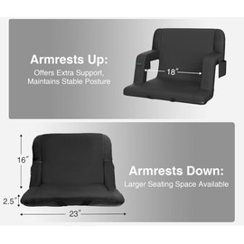 Sanspat 23'' Wide Stadium Seats with Back Support. Adjustable, Reclining, Wide Stadium Seats with Armrest. Backpack Bleachers with Comfortable Padded Cushion. Up to 270lbs Capacity