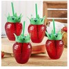 Two's Company Strawberry Drinking Glasses with Lids and Straws, Set