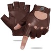 GSG Driving Gloves, Half Finger Leather, Fingerless Leather, Men's, Motorcycle