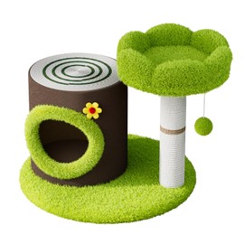 Elegaif Cat Tree, Small Cat Tree Tower for Indoor Cats, Cute Cat House with Sisal-Covered Scratching Posts，Tree Stump Cat Condo for Small Large Cats