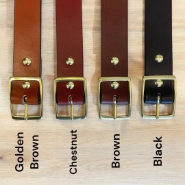 Braids Holsters leather belt, full grain leather, choose belt color, brass finish buckle,