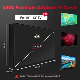 Zettum Outdoor TV Cover 43 Inch - 600D TV Cover Weatherproof & Waterproof for 40 to 43 Inch Outdoor TV, Heavy Duty TV Enclosure Protector for Outside Flat Screen TV (Size: 40"L x 6"D x 26"H)