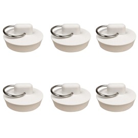 Leliafleury 6Pcs White Drain Stoppers Rubber Sink Plug Replacement Bath Plugs with Hanging Ring for Bathtub Bathroom Kitchen, 1-3/8 Inch