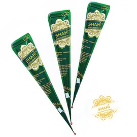 Shahi 3 Pack 100% Natural Henna Cones, Ready to Use Organic Henna Paste Cones, Mehandi Cone Made From Triple Sifted Henna Leaf Powder, Long-lasting Henna Paste for Festivals, Chemical-free