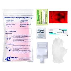 MFASCO Bloodborne Pathogens Spill Kit - Cleaning Bag, Disposable Vomit Clean Up Kit for Restaurants, Safety for Bodily Fluids, Blood, Latex Free, First Aid, Non-Chlorinated Fluid Urine Solidifier