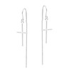 Slim Cross Ear Thread Slide .925 Sterling Silver Dangle Earrings