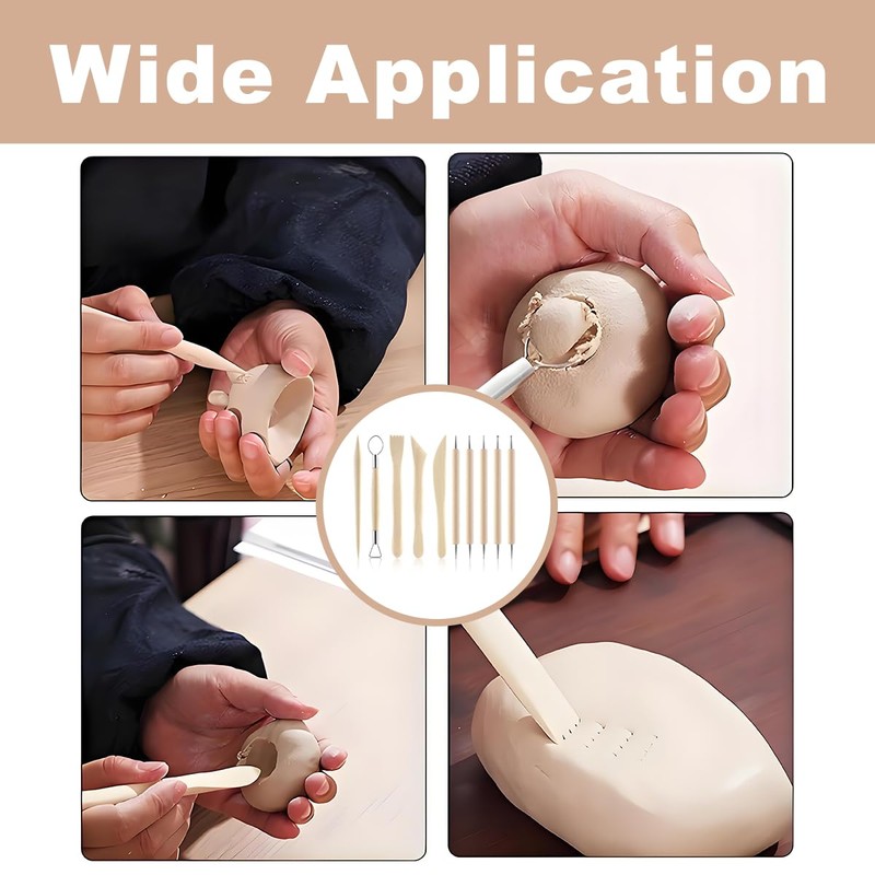 Clay Modelling Tools, 10 Pcs Wooden Clay Sculpting Modelling Pottery
