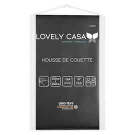 Lovely Casa - Duvet cover – Size 200 x 200 cm – 100% Oeko-Tex certified cotton – White – Eden model – Bedding for home – Soft and comfortable – Ideal for standard double bed – Unisex
