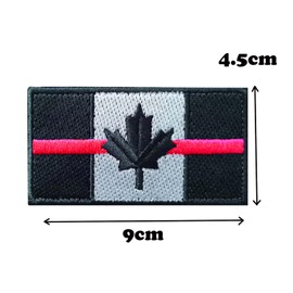 2PCS Black Canadian Thin Red Line Flag Embroidered Patches,Durable Firefighter Officer Live Important,Honoring Law Lives Banner Tag,Hook Back Badge For DIY Applique Clothes Accessories