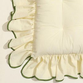 Huierxun Cotton Ruffles Chair Cushion for Dining Chairs Soft Comfortable Chair Pads with Ties Farmhouse Country Seat Cushion for Kitchen Chairs Office Chairs (Ivory,16"x16")