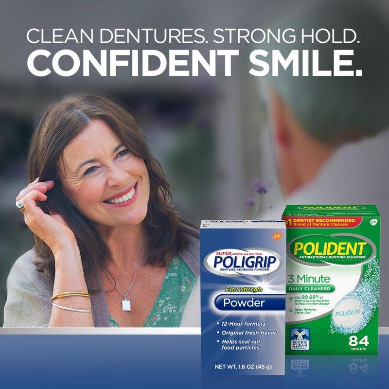 Super Poligrip Extra Strength Denture Adhesive Powder, Denture Powder for
