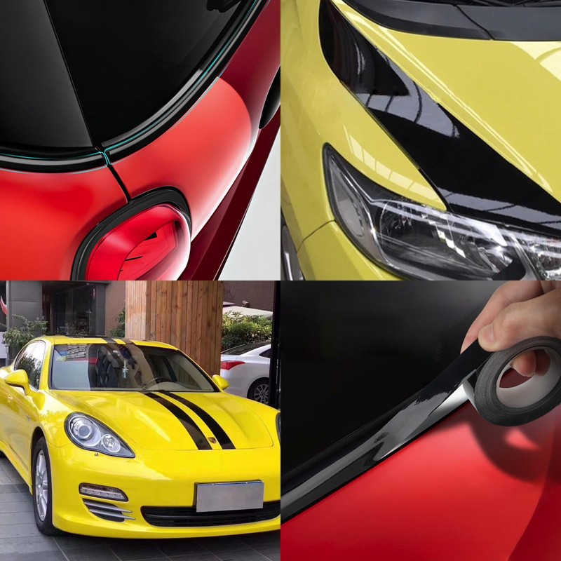 Arespark - Rollo de vinilo negro brillante, kit de cintas