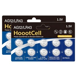 HoootCell LR43 Batteries AG12 Button Cell Battery 386 SR43 CR43 Battery(20)