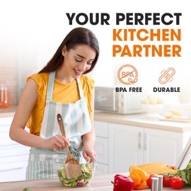 Cheer CollectionTeak Wooden Utensil Set – 4-Piece Wood Spatula for Cooking, Wooden Kitchen Utensils Set, Handmade Teak Cooking Utensils, Strainer Spoon & Mixing Spoon – Durable Kitchen Tools