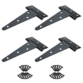 6 inch T Strap Hinges, Heavy Duty T-Strap Shed Door Hinges Gate Hinges, Tee Hinge for Wooden Fences,Yard Door,Barn Door Gates, Wrought Rustproof 4PCS