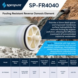 SpiroPure SP-FR4040 NSF-Certified 4x40 Industrial RO Membrane Fouling Resistant Element FLR-4040 FR-4040 Low Fouling Commercial Reverse Osmosis TML10D LFC3-LD-4040