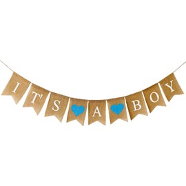 Shimmer Anna Shine It's a Boy Burlap Banner for Baby Shower Decorations and Gender Reveal Party (Blue)