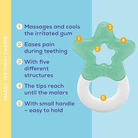 Dentistar Cooling Teething Ring Set of 1 - Teething Ring Baby from 3 Months - Cooling Teething Aid and Teething Toy for Babies and Toddlers - BPA Free - Mint